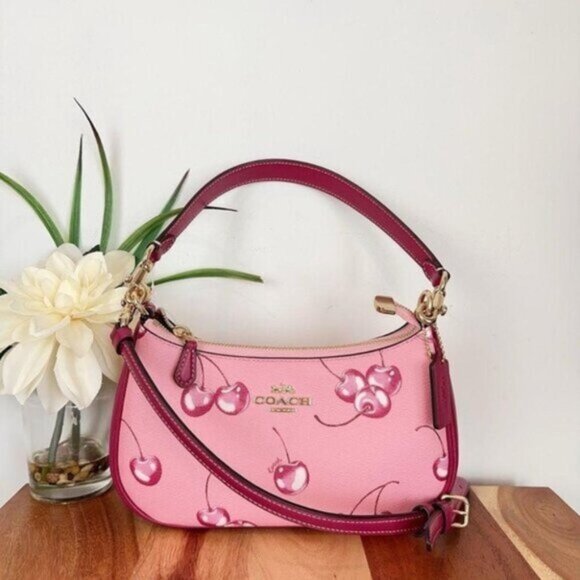 Coach Teri Shoulder Bag With Cherry Print - Picture 1 of 6